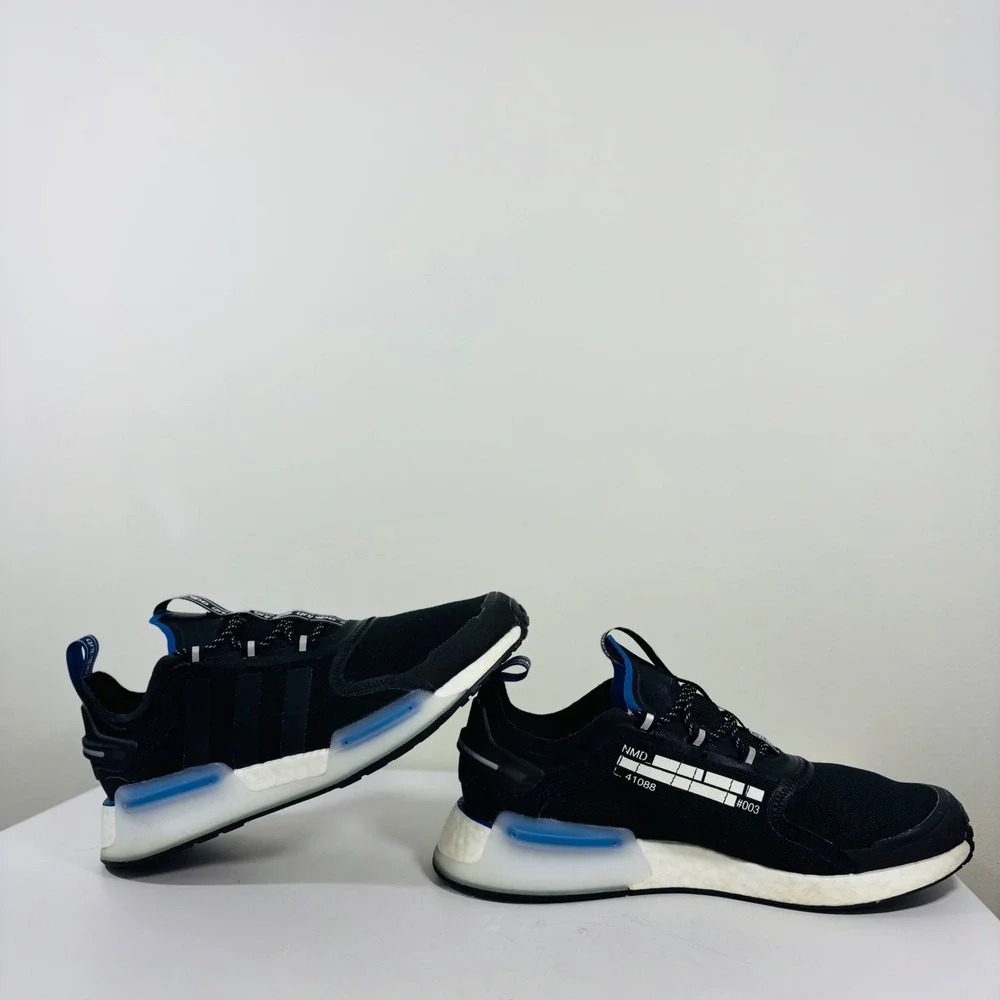 Adidas‎ NMD R1 V3 Men's Black White Royal Blue Boost Running Shoes HQ9838
